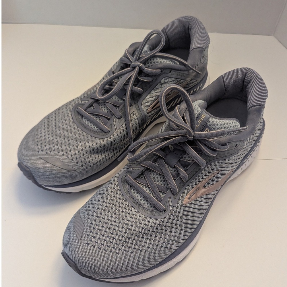 Brooks Adrenaline GTS 20 Grey Rose Gold Running Shoes Womens 11 Wide Gorpcore